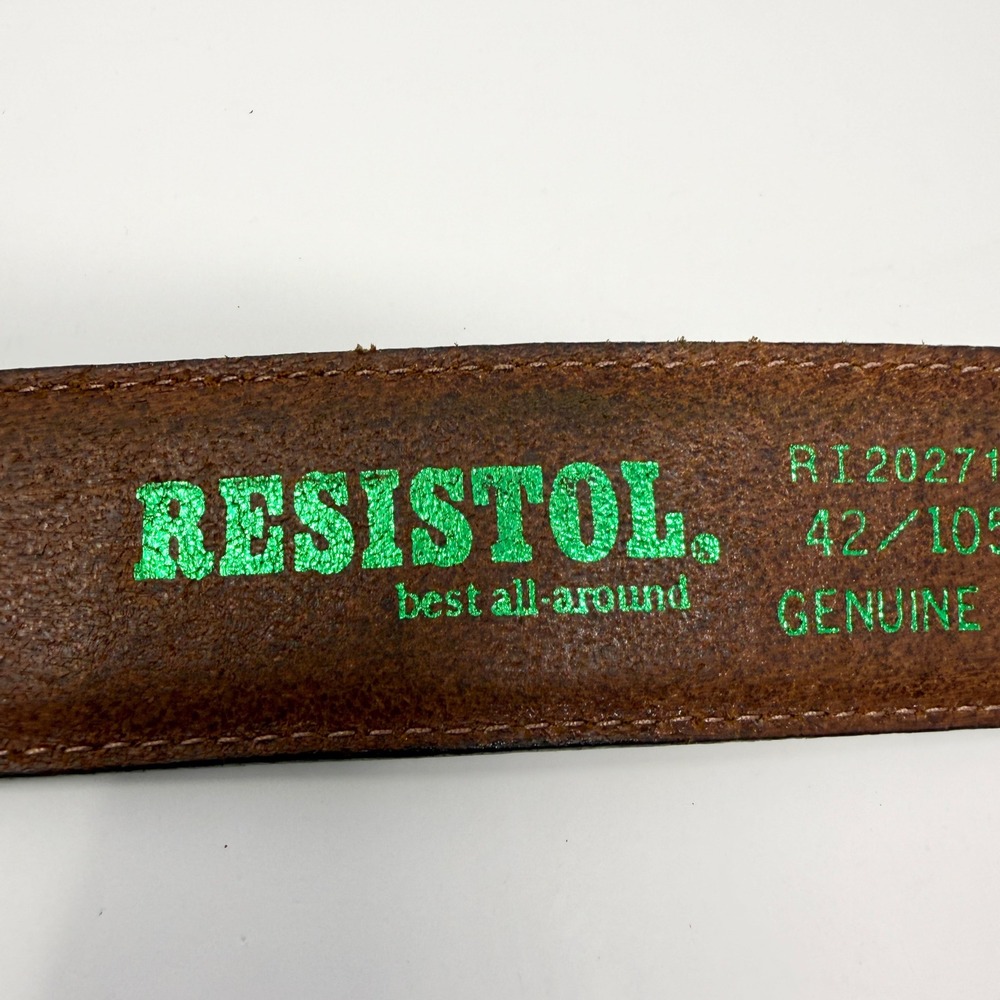Vintage Resistol Genuine Leather Western Belt Size 42 Silver Buckle - Picture 6 of 11
